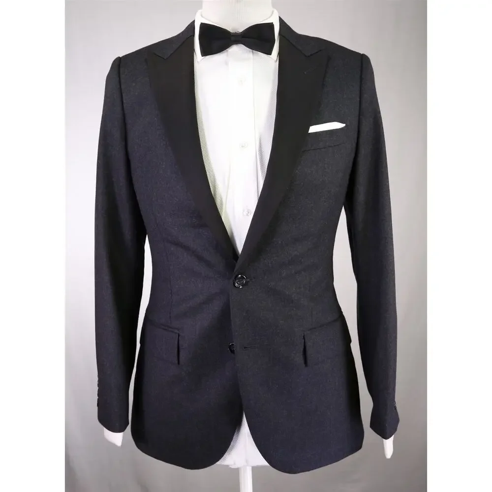 J Crew Ludlow Charcoal Gray Peak Lapel 2-Btn Peak Lapel Tuxedo Blazer Jacket 36S